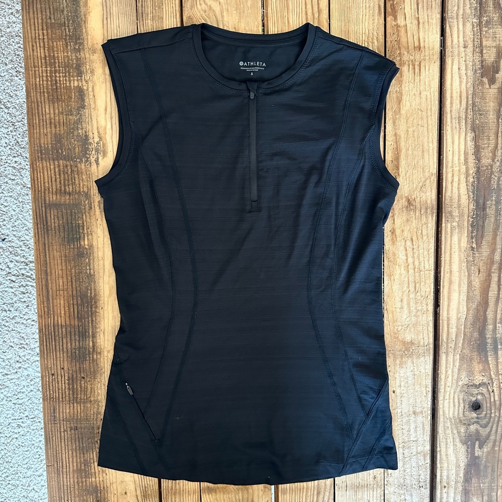 Athleta Momentum Sleeveless Half Zip Tank Top Black S Activewear Athleisure